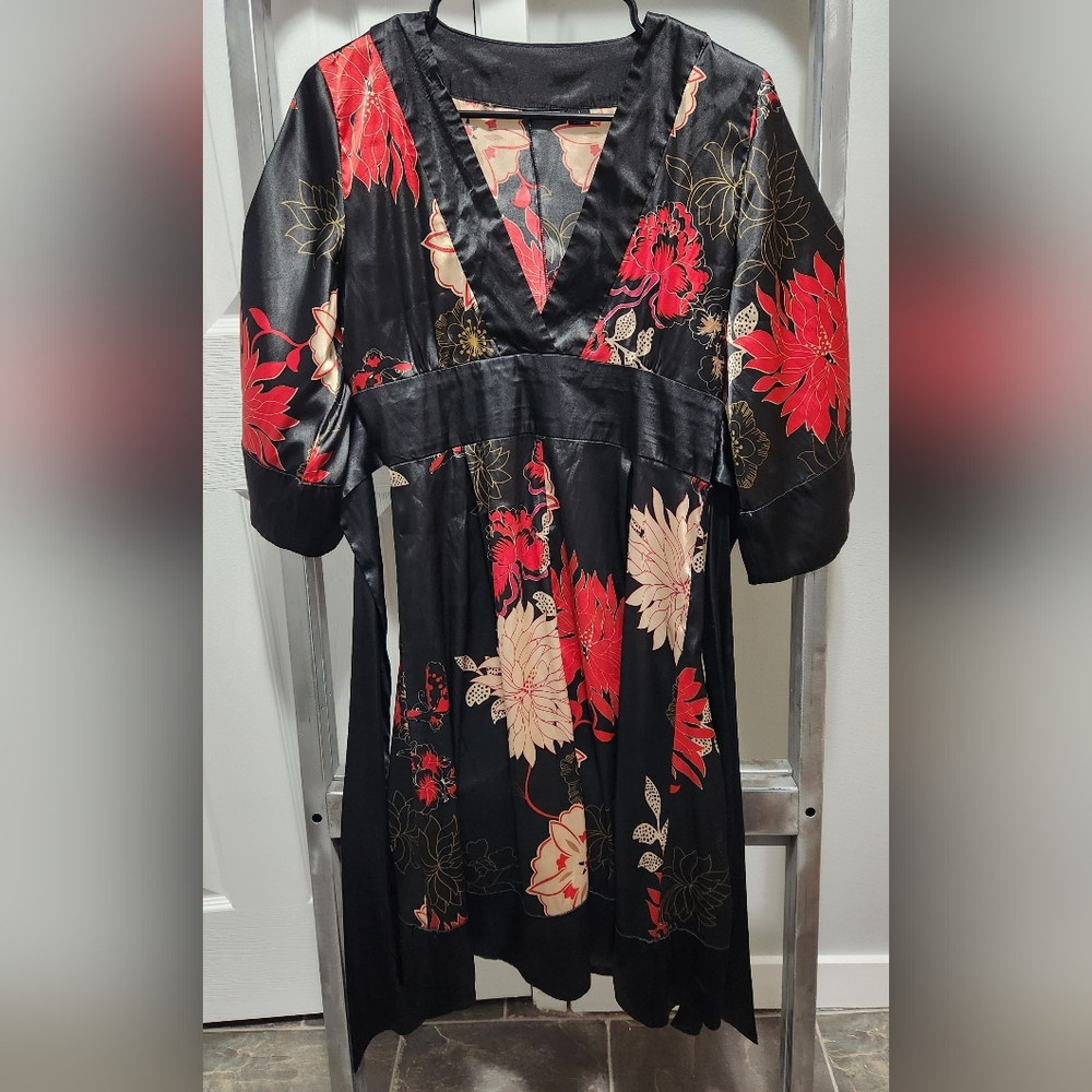 Floral Black and Red Women's Dress
